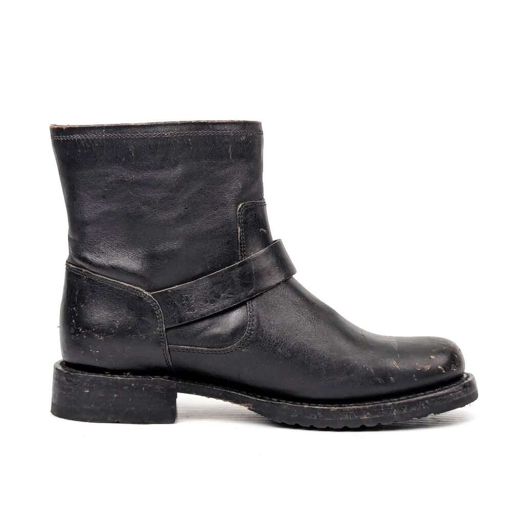 Frye Women Veronica Flex Black Leather Strap Moto Biker Ankle Boots sz 8.5 - Picture 4 of 7